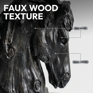 Black Rustic Horse Head Sculpture with Base