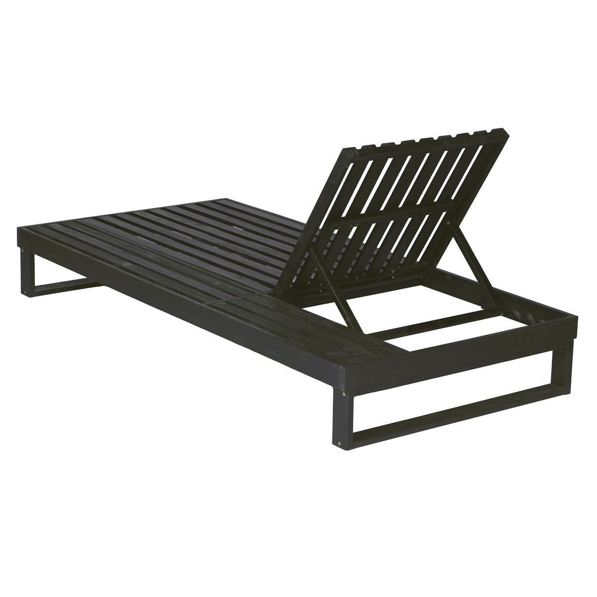 Black Acacia Wood Chaise Lounge