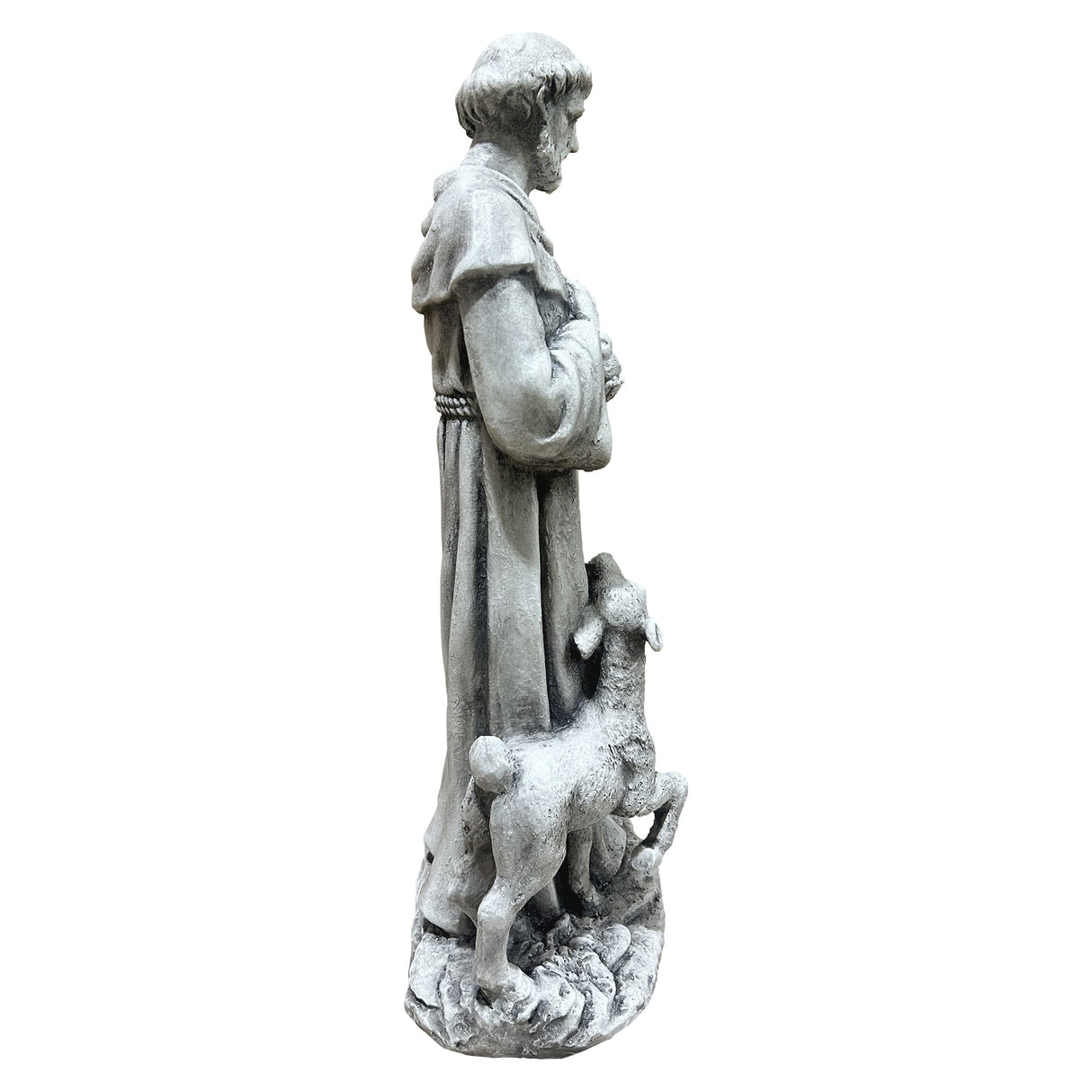 Magnesium Oxide Saint Statue With Lamb Weatherproof Religious Sculpture