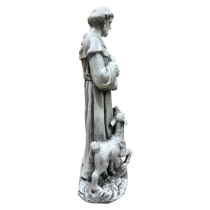 Magnesium Oxide Saint Statue With Lamb Weatherproof Religious Sculpture