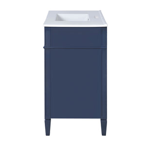 Bathroom Vanity With Mirror Cabinet, Single Sink With 2 Soft Closing Doors And 4 Drawers