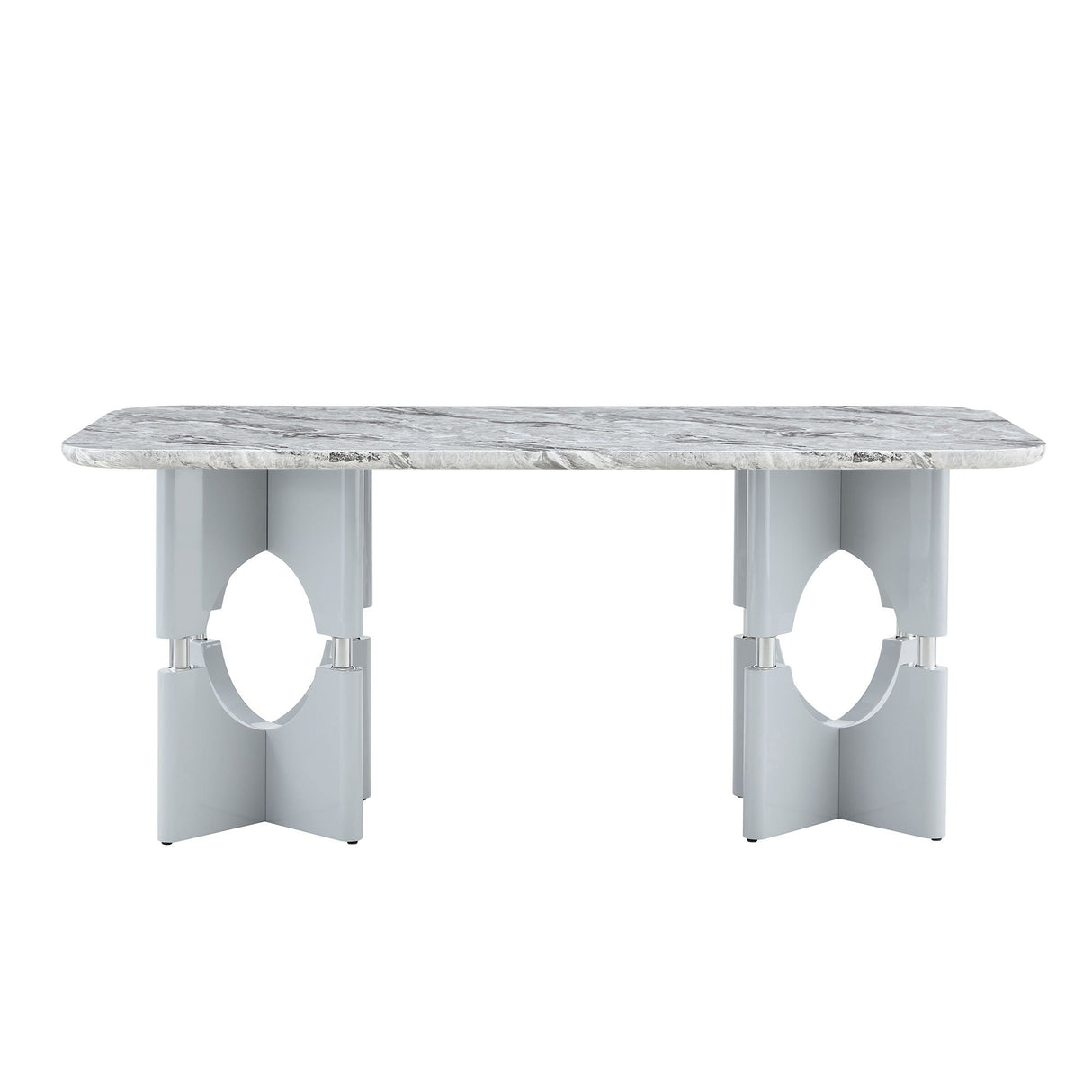 Modern Dining Table With Sleek Hollow-Out Frame And Accents