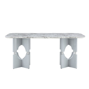 Modern Dining Table With Sleek Hollow-Out Frame And Accents