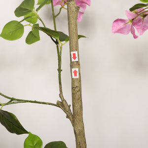 Artificial Bougainvillea Tree With Pot, Realistic Faux Flowering Plant Leaves And Blooms, Decor For Home Office - Green Leaves / Pink