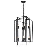 18' Modern 8-Light Black Geometric Pendant Chandelier