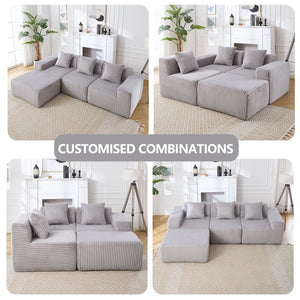 L - Shape Modern Minimalist Modular Sectional Sofa, Upholstered Cloud Couch With Deep Seats