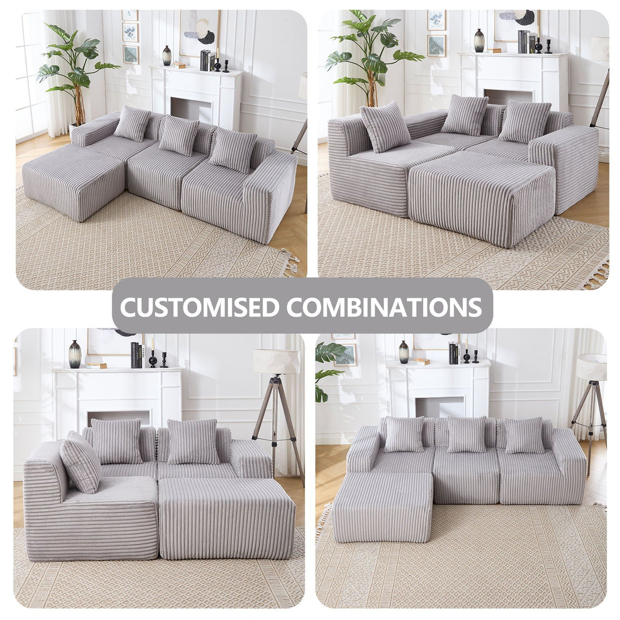 L - Shape Modern Minimalist Modular Sectional Sofa, Upholstered Cloud Couch With Deep Seats