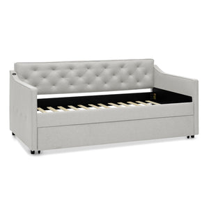 Daybed With Pop Up Trundle And USB Charging Armrest