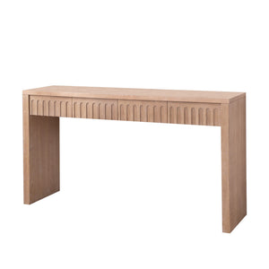 Modern Console Table with 4 Drawers – 59.2 Entryway Table in Natural Wood Finish