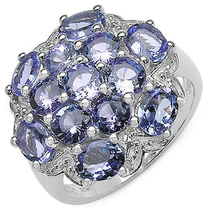 3.59 Carat Genuine Tanzanite .925 Sterling Silver Ring