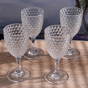 Diamond Cut Plastic Wine Glasses (Set of 4)