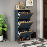 Modern Rattan 3 Door Shoe Rack Cabinet For Entryway