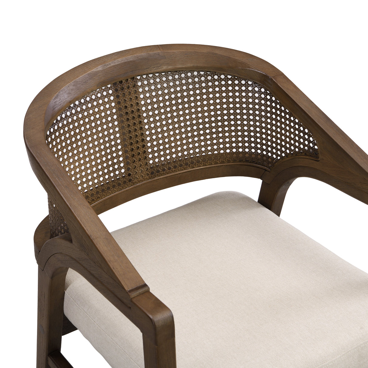 Wooden Frame Dining Chair with Rattan Back, Set of 2