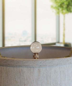 Smooth Ball Lamp Finial Crystal Amber Glass, 30mm
