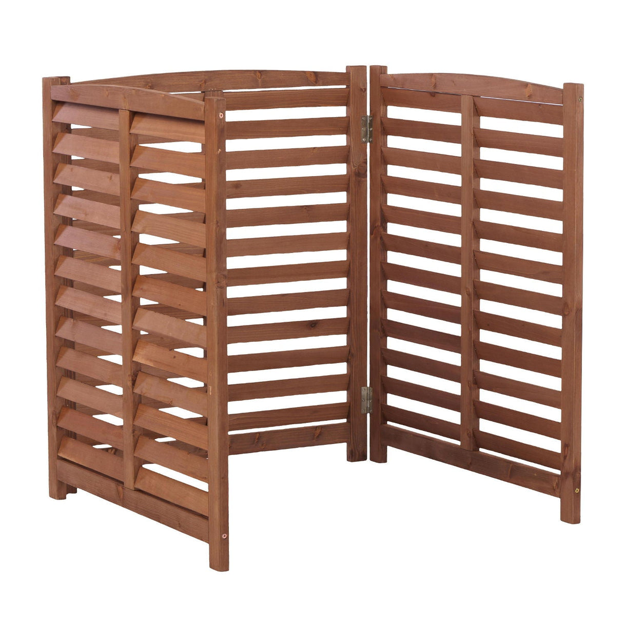 3 Panel Outdoor Air Conditioner Fence With Privacy Screen - Brown