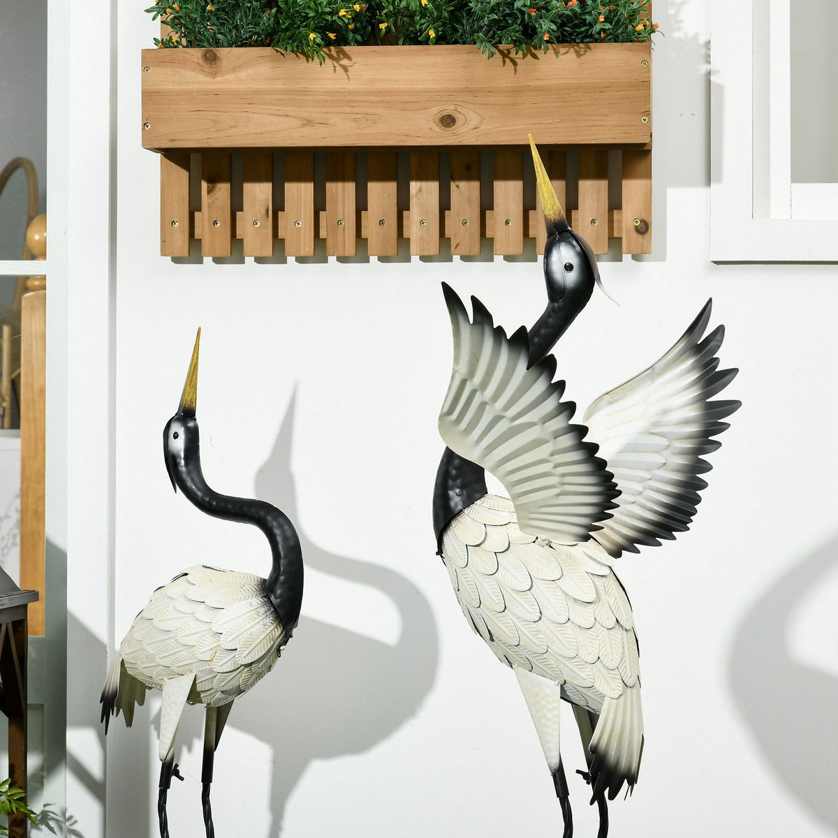Outsunny Heron Garden Statues, Set of 2 – 35.5' & 40.5' Standing Bird Sculptures