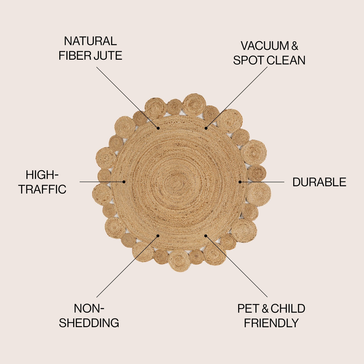 Eden Natural Jute hippie Circle Round Area Rug - Tuesday Morning - Area Rugs