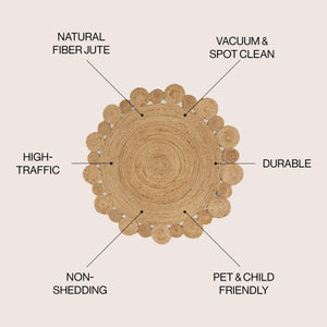 Eden Natural Jute hippie Circle Round Area Rug - Tuesday Morning - Area Rugs