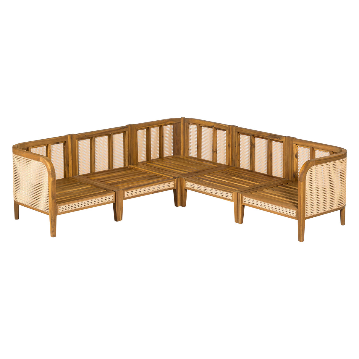 Kirkby Outdoor 5 Seater V-Shaped Acacia Wood Sofa
