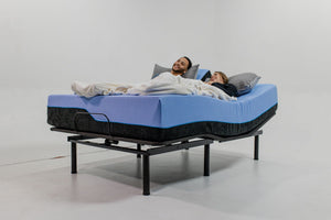 Refresh - 12" Flex Head Memory Foam Hybrid Mattress And Adjustable Base Bundle - Blue - Queen