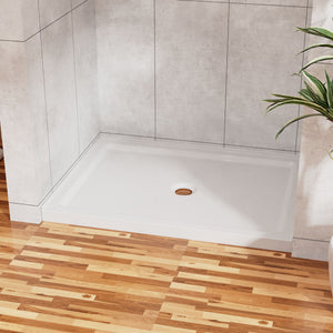 Shower Base Anti Slip Center Drain Single Threshold 32" X 48" - White
