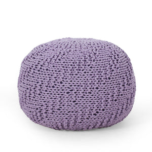 Bordeaux - Knitted Round Pouf Ottoman