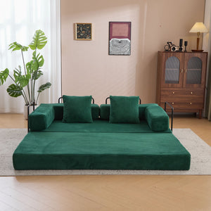 Floor Couch, Convertible Floor Sofa Bed With Pillow Back Support Armrest