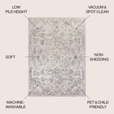 Edith Distressed Medallion Low - Pile Machine - Washable Area Rug - Tuesday Morning - Area Rugs