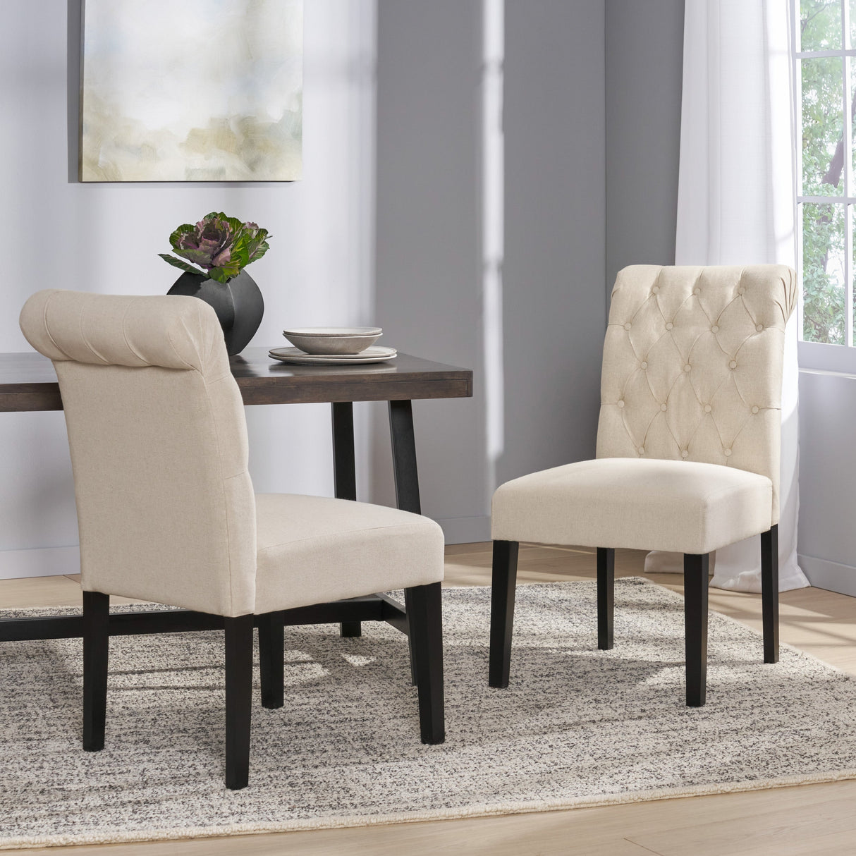 Broxton Tufted Rooltop Dining Chairs, Set of 2