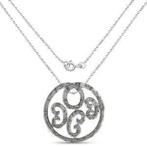 0.22 Carat Genuine Green Diamond .925 Sterling Silver Pendant