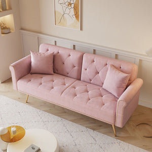 Luxurious Sofa Bed With Nail Head Trim And Matching Pillow