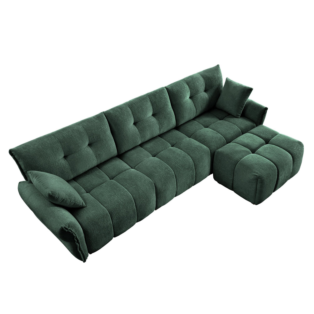 Three-Seater Sofa Set With Ottoman and Pillows