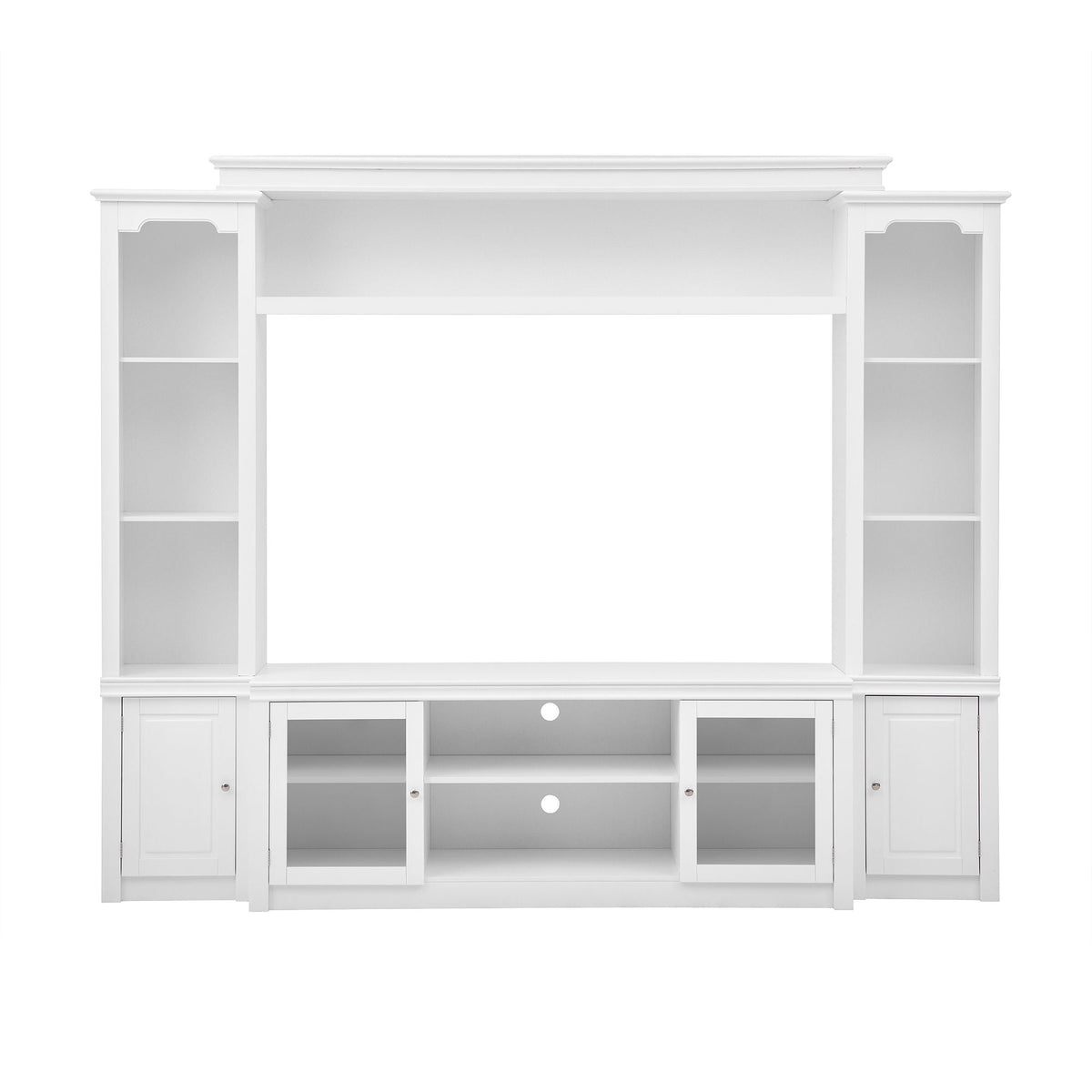 All-In-One TV Stand with Bookcase for TVs Up To 65" - Black or White