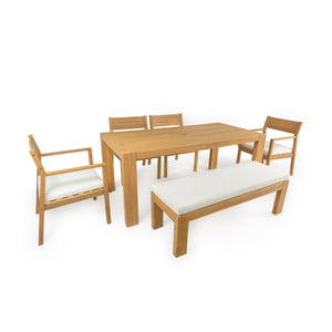 TREXM Patio Dining Table Set for 6 with Umbrella Hole