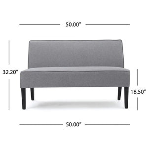 Contemporary Loveseat With Upholstered Fabric And Birch Wood Legs