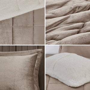 Full/Queen Plush to Sherpa Down Alternative Comforter Set