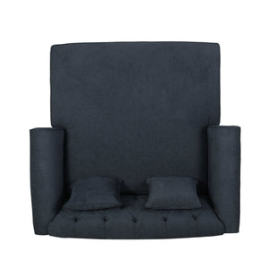 Upholstered Chaise Lounge With Scroll Arms, Turned Legs And 2 Pillows