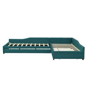 Upholstered Double Daybed With Trundle And Drawer