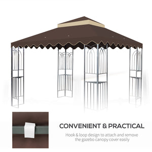 10x10 Ft Outdoor Patio Gazebo Replacement Canopy - Brown