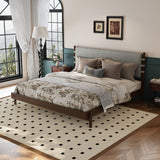 Premium Rubber Wood Platform Bed Frame, King Bed Frame with Headboard Light Grey Color