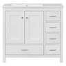 Bathroom Vanity With Ceramic Sink Combo, Abundant Storage Cabinet 2 Soft Close Doors And 5 Drawers