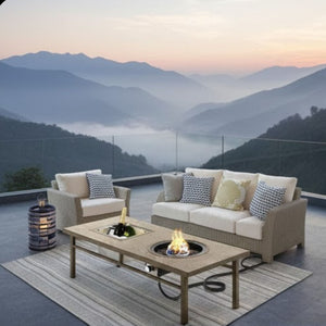 3 In 1 Outdoor Propane Fire Pit Table 50, 000 BTU With Ice Bucket - Beige