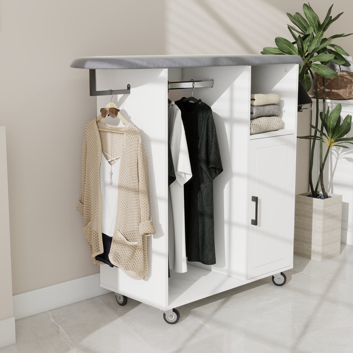 Ironing Cart with Rolling Ironing Board