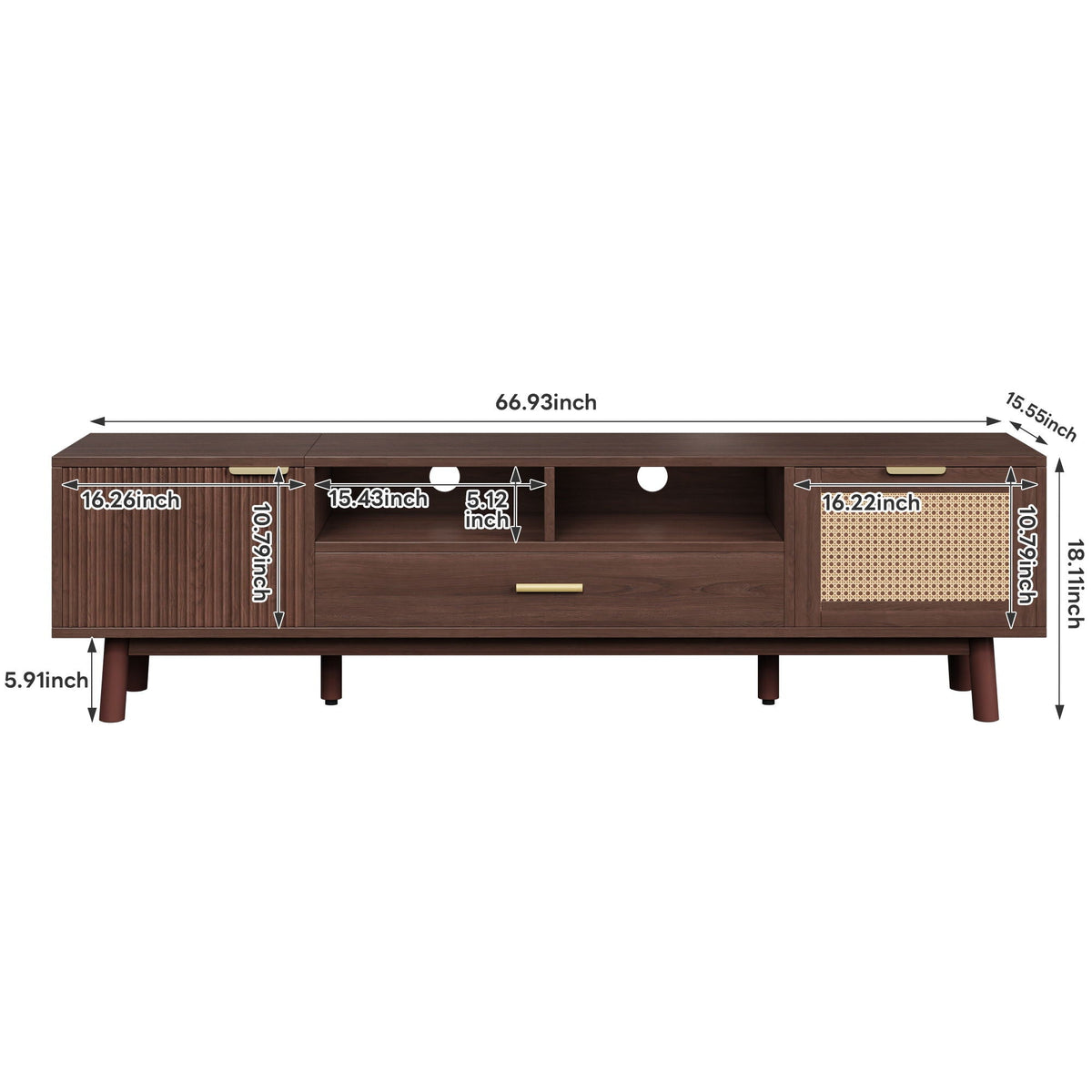 TV Stand for 75" TVs with Soft-Closing Doors - Dark Brown