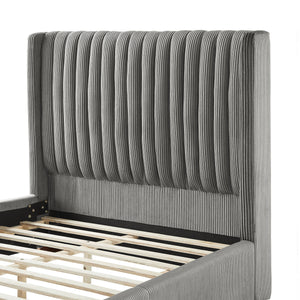 Corduroy Upholstered Wingback Bed Frame