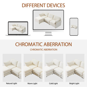 104" Plush Cloud 3 Seater Sofa: Modular Design with Ottoman
