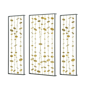 Metal Decorative Wall Art With Frame, Wall Decor For Living Room (Set of 3) - Gold