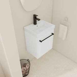 18" Floating Wall-Mounted Bathroom Vanity with Ceramic Sink