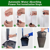 Pack of 2 Brown 22-Inch Faux Rattan Square Planters with Automatic Watering System