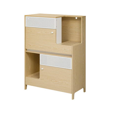 Furniture Style Multi-use Natural Cat Litter Box House with Flip-down Door, 31.4' x 15.7'